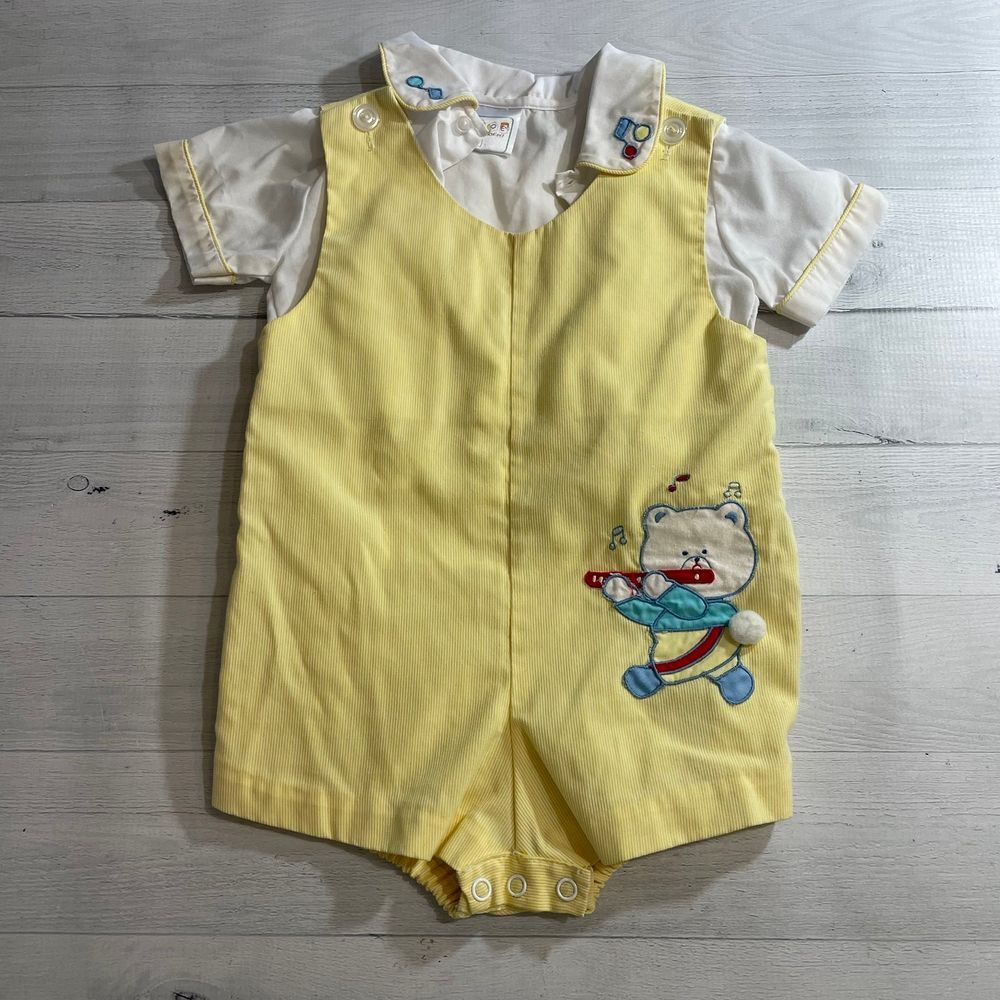Vintage jo jo'a fashion bear playing flute baby outfit 18 months